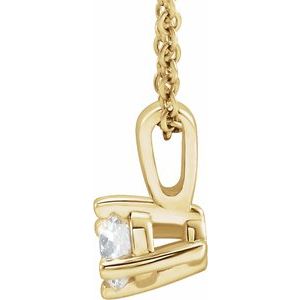 14K Yellow 1/4 CT Natural Diamond Solitaire 16-18" Necklace