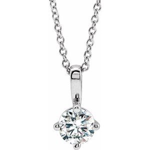 14K White 4 mm Natural White Sapphire Solitaire 16-18" Necklace 87124:6016:P