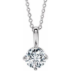 14K White 5 mm Natural White Sapphire Solitaire 16-18" Necklace 87124:6100:P