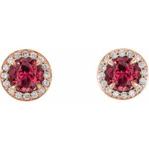 14K Rose 5 mm Natural Ruby & 1/8 CTW Natural Diamond Earrings 86458:6047:P