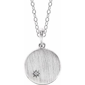 Platinum .005 CT Diamond Engravable Necklace