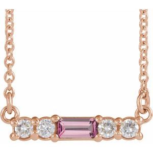 14K Rose Natural Pink Tourmaline & 1/8 CTW Natural Diamond 18" Necklace 86838:747:P