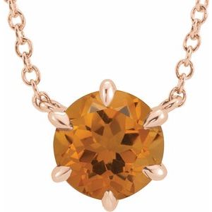 14K Rose Natural Citrine Solitaire 16" Necklace 87016:6243:P