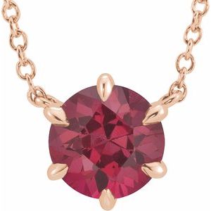 14K Rose Lab-Grown Ruby Solitaire 16" Necklace  87016:6238:P