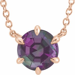 14K Rose Lab-Grown Alexandrite Solitaire 16" Necklace 87016:6235:P