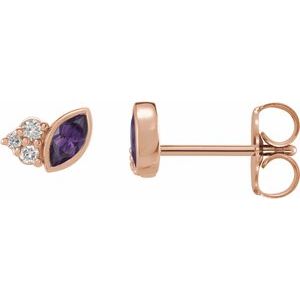 14K Rose Lab-Grown Alexandrite & .03 CTW Natural Diamond Right Earring