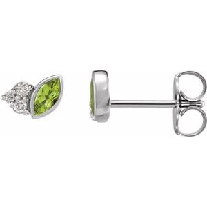 Platinum Natural Peridot & .05 CTW Natural Diamond Earrings