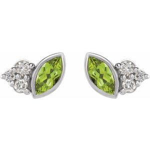 Platinum Natural Peridot & .05 CTW Natural Diamond Earrings