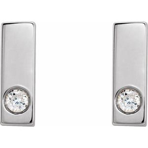 Sterling Silver .03 CTW Natural Diamond Bar Earring