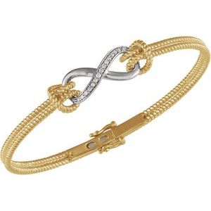 14K Yellow/White  1/8 CTW Natural Diamond Bangle 7 1/2â€ Bracelet