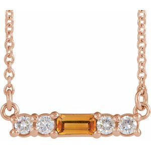 14K Rose Natural Citrine & 1/8 CTW Natural Diamond 18" Necklace 86838:752:P