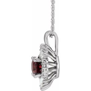 Platinum Natural Mozambique Garnet & 1/4 CTW Natural Diamond 16-18" Necklace