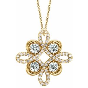 14K Yellow 1/3 CTW Natural Diamond Clover 18" Necklace