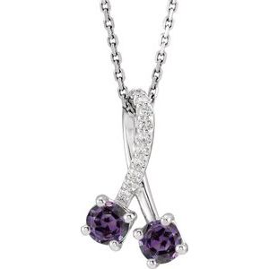 Platinum Lab-Grown Alexandrite & .05 CTW Natural Diamond 16-18" Necklace