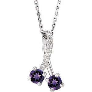 Platinum Natural Amethyst & .05 CTW Natural Diamond 16-18" Necklace