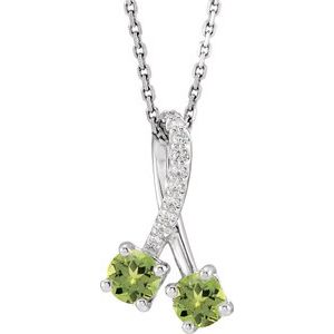 Platinum Natural Peridot & .05 CTW Natural Diamond 16-18" Necklace