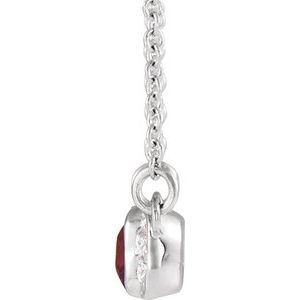 Sterling Silver Natural Mozambique Garnet & .02 CTW Natural Diamond Bar 16" Necklace