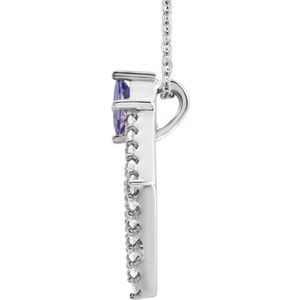 Platinum Natural Tanzanite & 3/8 CTW Natural Diamond 16-18" Necklace