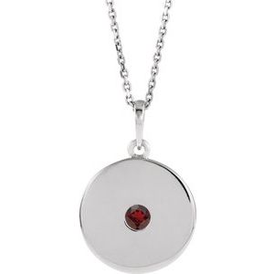 Sterling Silver Natural Mozambique Garnet Disc 16-18" Necklace