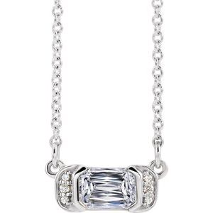 Sterling Silver 1/2 CTW Natural Diamond Bar 16" Necklace