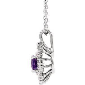 Platinum Natural Amethyst & 1/3 CTW Natural Diamond 16-18" Necklace