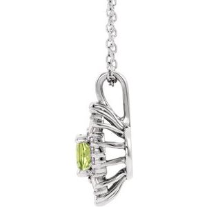 Platinum Natural Peridot & 1/3 CTW Natural Diamond 16-18" Necklace