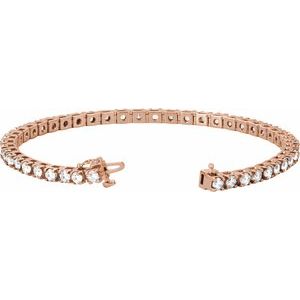 14K Rose 4 3/4 CTW Natural Diamond Line 7" Bracelet