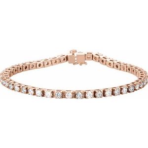 14K Rose 4 3/4 CTW Natural Diamond Line 7" Bracelet