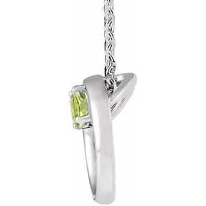 Sterling Silver Natural Peridot Circle 16-18" Necklace