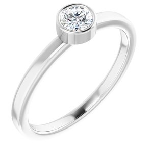 14K White 4 mm Natural White Sapphire Ring 71806:6056:P