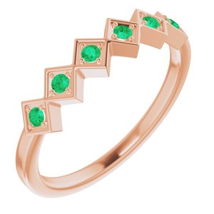 14K Rose Lab-Grown Emerald Stackable Ring 71888:632:P