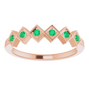 14K Rose Lab-Grown Emerald Stackable Ring 71888:632:P