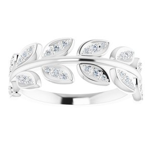 14K White 1/4 CTW Natural Diamond Leaf Ring 123035:600:P