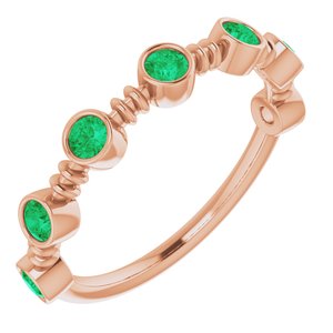 14K Rose Lab-Grown Emerald Bezel-Set Ring   71895:632:P