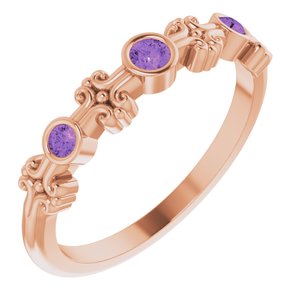 14K Rose Natural Amethyst Bezel-Set Ring 71924:612:P