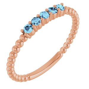 14K Rose Natural Aquamarine Stackable Ring 71927:602:P