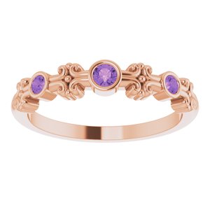 14K Rose Natural Amethyst Bezel-Set Ring 71924:612:P