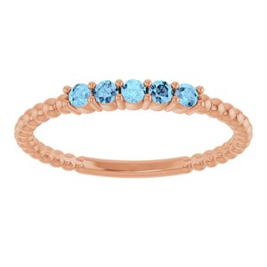 14K Rose Natural Aquamarine Stackable Ring 71927:602:P