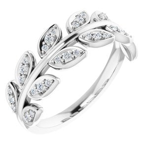 14K White 1/4 CTW Natural Diamond Leaf Ring 123035:600:P