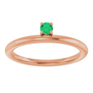 14K Rose Lab-Grown Emerald Stackable Ring 123286:60038:P