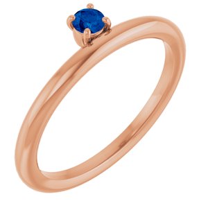 14K Rose Lab-Grown Blue Sapphire Stackable Ring 123286:60045:P