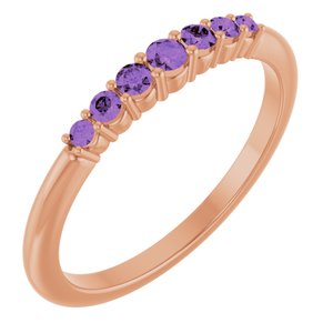 14K Rose Natural Amethyst Stackable Ring 72022:624:P