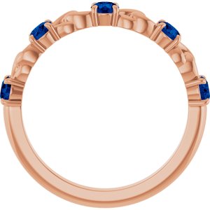 14K Rose Lab-Grown Blue Sapphire Stackable Ring 72047:637:P