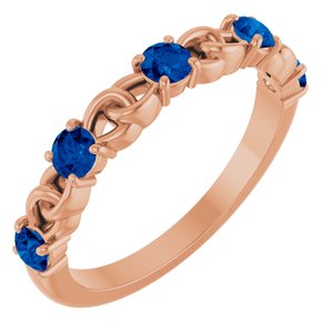 14K Rose Lab-Grown Blue Sapphire Stackable Ring 72047:637:P