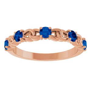 14K Rose Lab-Grown Blue Sapphire Stackable Ring 72047:637:P