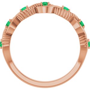 14K Rose Lab-Grown Emerald Stackable Ring    72046:6037:P