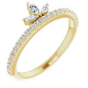 14K Yellow 1/3 CTW Natural Diamond Stackable Crown Ring