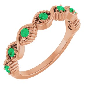 14K Rose Lab-Grown Emerald Stackable Ring    72046:6037:P