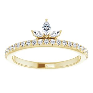 14K Yellow 1/3 CTW Natural Diamond Stackable Crown Ring