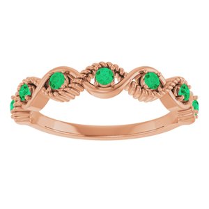 14K Rose Lab-Grown Emerald Stackable Ring    72046:6037:P